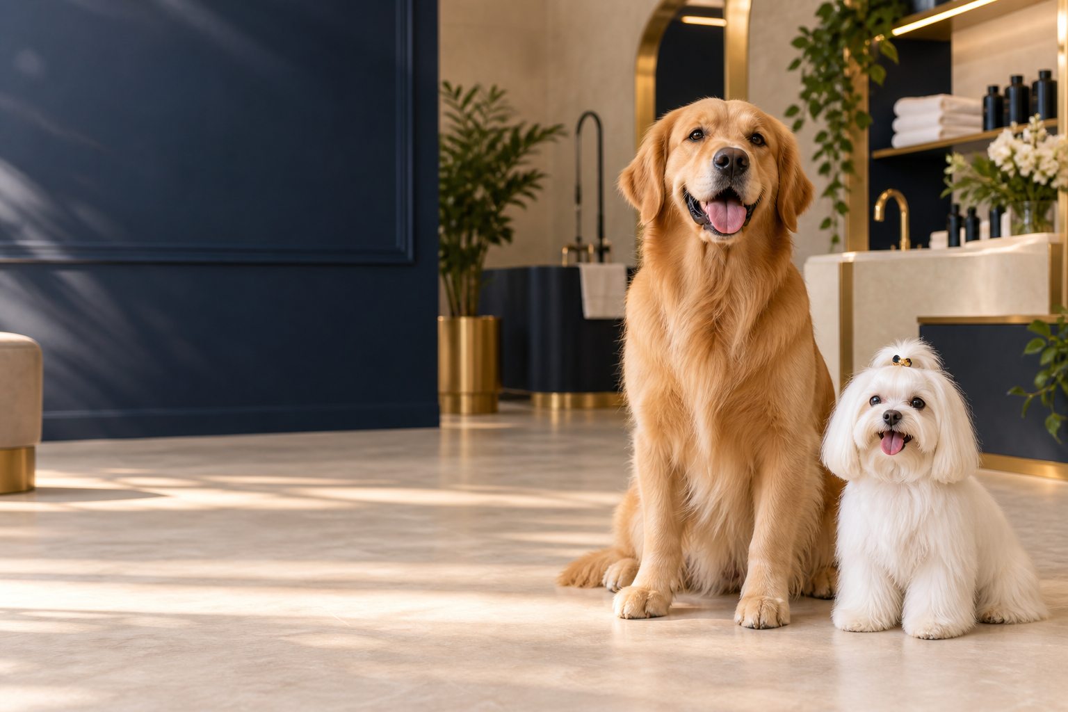 Cães felizes em ambiente acolhedor